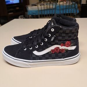 Vans Fillmore Roses Checkerboard hi top skateboard sneakers size 6
